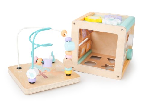 Kostka Edukacyjna Drewniana ECOTOYS Montessori - Sorter, Labirynt, Puzzle