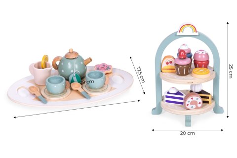 Drewniany Zestaw Do Herbaty Ze Słodyczami ECOTOYS – 27 Elementów