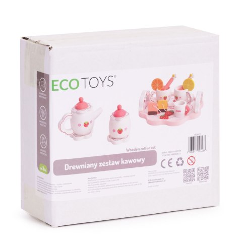 Drewniany Zestaw do Herbaty ECOTOYS 14 El Serwis Kawowy dla Dzieci
