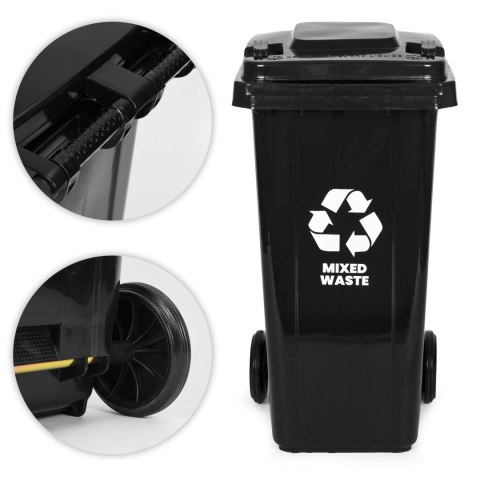Pojemnik Na Odpady Zmieszane Czarny 120L – Wytrzymały Kosz HDPE