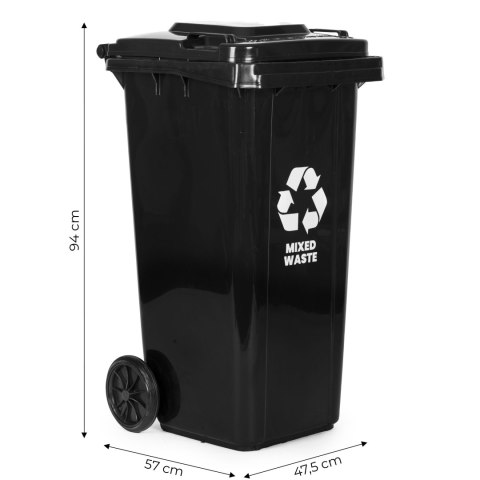 Pojemnik Na Odpady Zmieszane Czarny 120L – Wytrzymały Kosz HDPE