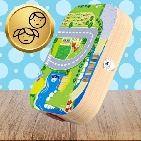 Drewniane Klocki Miasto Lokomotywa Zestaw Skrzynka Edukacyjne