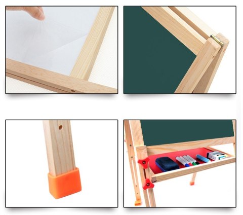 Drewniana Tablica Magnetyczna Kredowa NICEKIDS 45x90cm Regulowana