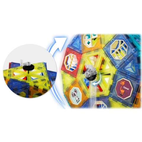 Klocki Magnetyczne Konstrukcyjne Karuzela RicoKids – 71 Elementów, 3D