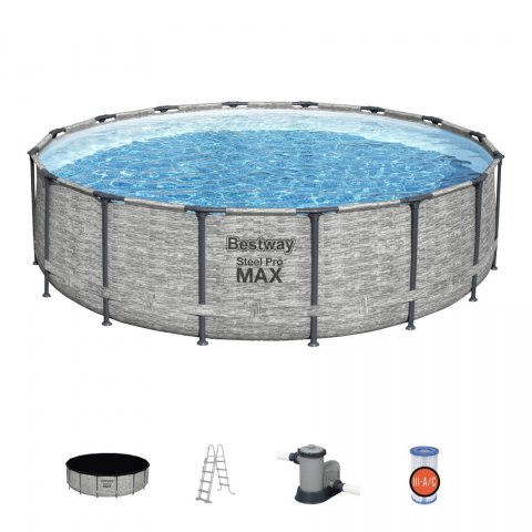 Basen stelażowy Steel Pro MAX 488x122 Imitacja Kamienia 16FT BESTWAY 5w1 + Akcesoria Basen stelażowy Steel Pro MAX 488x122 Imitacja Kamienia 16FT BESTWAY 5w1 + Akcesoria