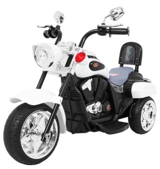 Motorek Chopper NightBike Biały – LED, Dźwięki i Biegi Przód/Tył
