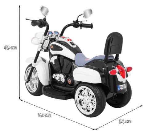 Motorek Chopper NightBike Biały – LED, Dźwięki i Biegi Przód/Tył Motorek Chopper NightBike Biały – LED, Dźwięki i Biegi Przód/Tył