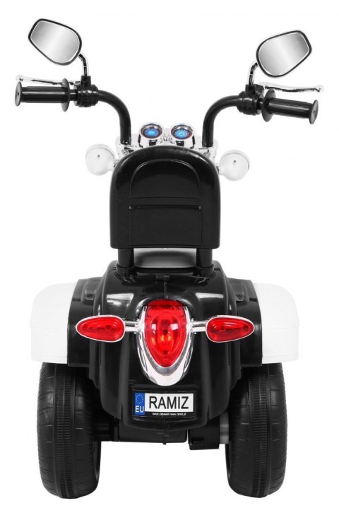 Motorek Chopper NightBike Biały – LED, Dźwięki i Biegi Przód/Tył Motorek Chopper NightBike Biały – LED, Dźwięki i Biegi Przód/Tył