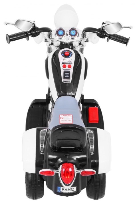 Motorek Chopper NightBike Biały – LED, Dźwięki i Biegi Przód/Tył Motorek Chopper NightBike Biały – LED, Dźwięki i Biegi Przód/Tył