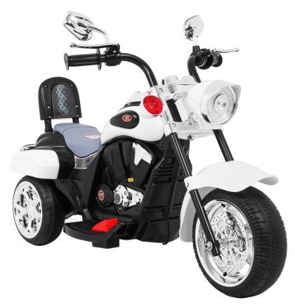 Motorek Chopper NightBike Biały – LED, Dźwięki i Biegi Przód/Tył