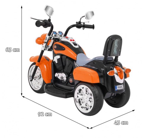 Motorek Chopper NightBike Pomarańczowy – LED, Dźwięki i Biegi Przód/Tył Motorek Chopper NightBike Pomarańczowy – LED, Dźwięki i Biegi Przód/Tył