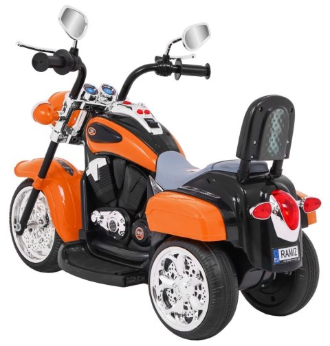 Motorek Chopper NightBike Pomarańczowy – LED, Dźwięki i Biegi Przód/Tył Motorek Chopper NightBike Pomarańczowy – LED, Dźwięki i Biegi Przód/Tył