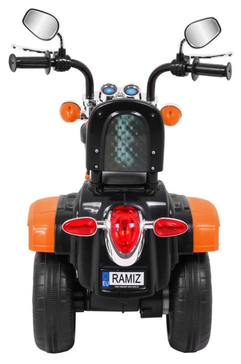 Motorek Chopper NightBike Pomarańczowy – LED, Dźwięki i Biegi Przód/Tył Motorek Chopper NightBike Pomarańczowy – LED, Dźwięki i Biegi Przód/Tył