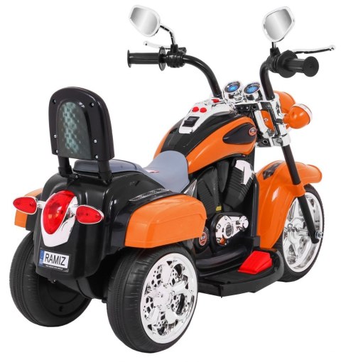Motorek Chopper NightBike Pomarańczowy – LED, Dźwięki i Biegi Przód/Tył Motorek Chopper NightBike Pomarańczowy – LED, Dźwięki i Biegi Przód/Tył
