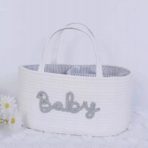 Organizer Na Pieluszki Do Przewijaka I Wózka Baby – Biały, 36x22x18 Cm