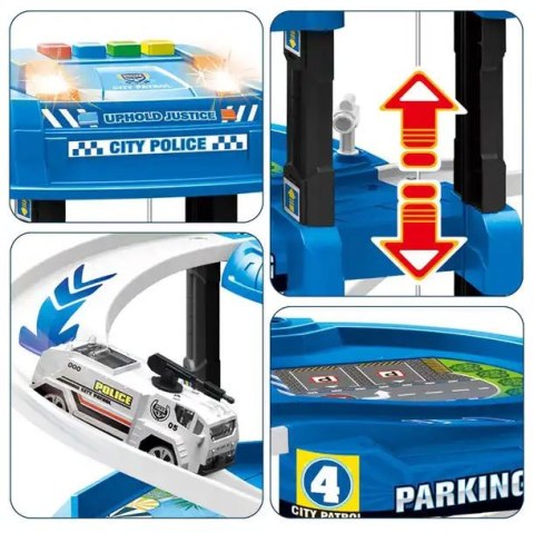 Garaż Policja 5 Poziomów XXL + Mata Miasto – 82 elementy