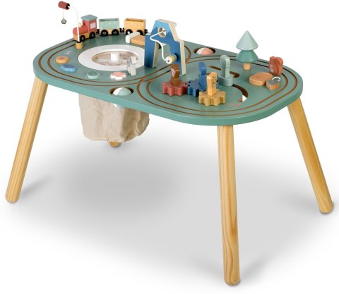 Stolik Edukacyjny Drewniany Sensoryczny XXL Nukido Kolejka Montessori 18m+