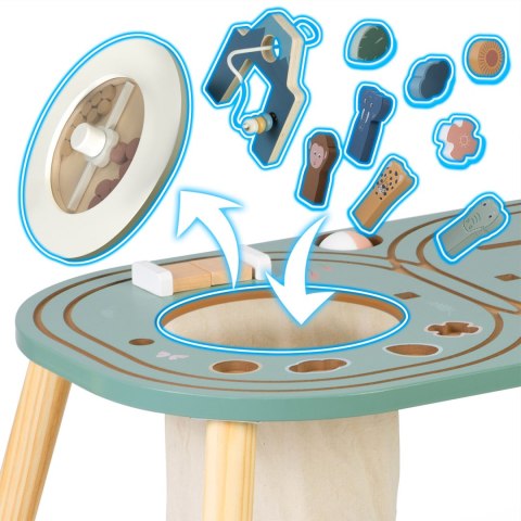 Stolik Edukacyjny Drewniany Sensoryczny XXL Nukido Kolejka Montessori 18m+