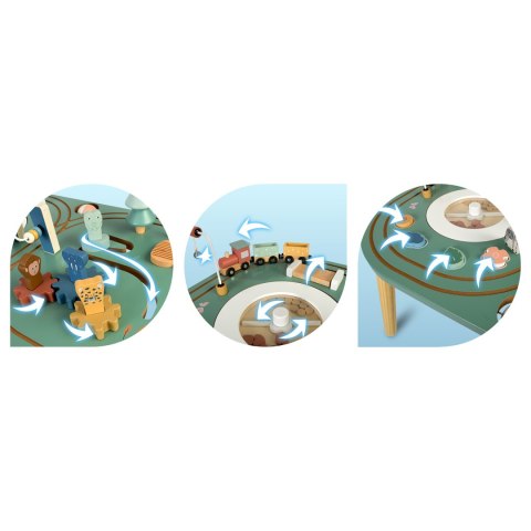 Stolik Edukacyjny Drewniany Sensoryczny XXL Nukido Kolejka Montessori 18m+