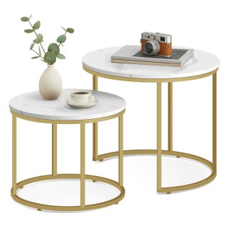 Zestaw Loftowych Stolików Kawowych Oskar – Industrialny Styl, Marmur