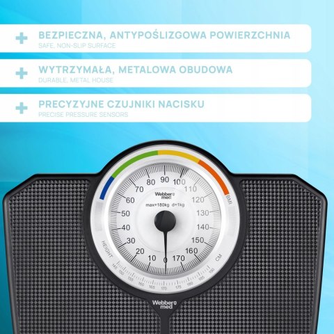 Webber Waga Analogowa BMI 180kg Czarna Klasyczna
