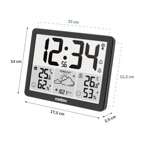 METEO Stacja Pogodowa – Zegar Radiowy, Temperatura, Wilgotność, Barometr