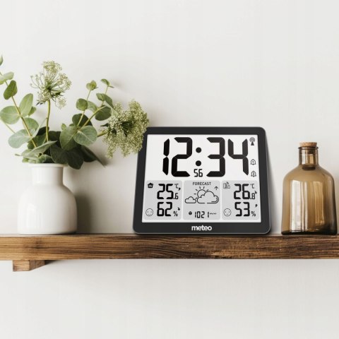 METEO Stacja Pogodowa – Zegar Radiowy, Temperatura, Wilgotność, Barometr