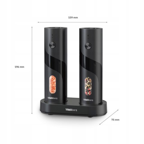 Elektryczne Młynki Do Soli I Pieprzu – LED, Ceramiczne Żarna, USB-C