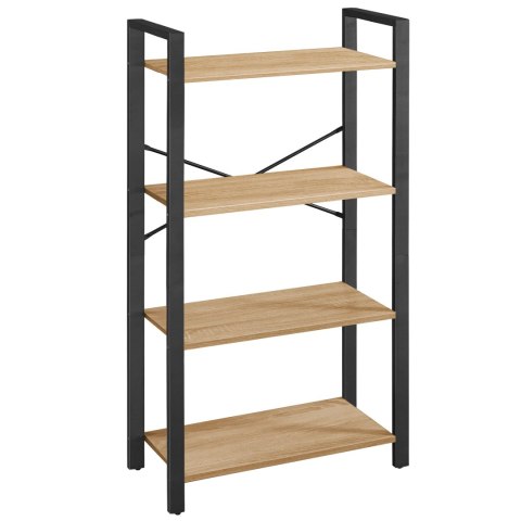 Regał Loftowy Z Czterema Półkami – Sonoma I Czarna Stal