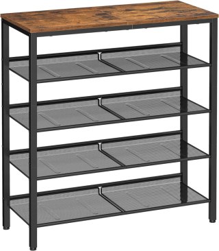 Regał Na Buty Loft Rustykalny Brąz Metalowy 4 Półki Oskar