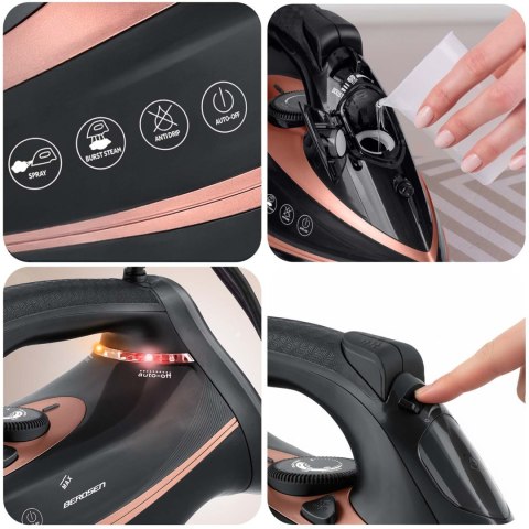 Żelazko Parowe Berdsen BD-332 – 3000 W, Ceramiczne, Para Pionowa , Czarne