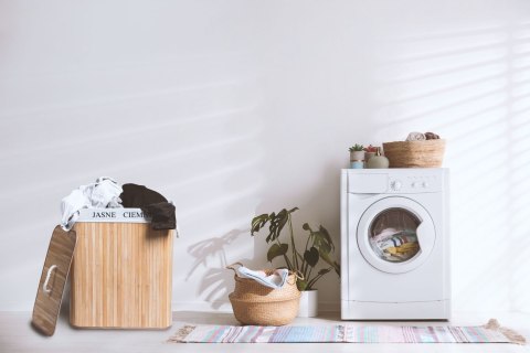 Kosz Na Pranie Bambusowy 100L – Brudownik Dwukomorowy, Wkład, 52x33x60 Cm