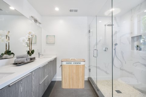 Kosz Na Pranie Bambusowy 100L – Brudownik Dwukomorowy, Wkład, 52x33x60 Cm