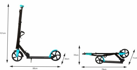 Hulajnoga Składana Bauerkraft 91–101 cm Duża Z Uchwytem Na Bidon - Turkusowa