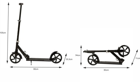 Duża Hulajnoga Składana Bauerkraft 95–105 cm - Czarna, do 80 kg