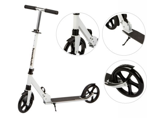 Duża Hulajnoga Składana Bauerkraft 95–105 cm - Biała, do 80 kg