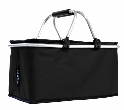Termiczny Kosz Piknikowy Składany 25L Czarny - Na Zakupy 46x28x23+17 Cm