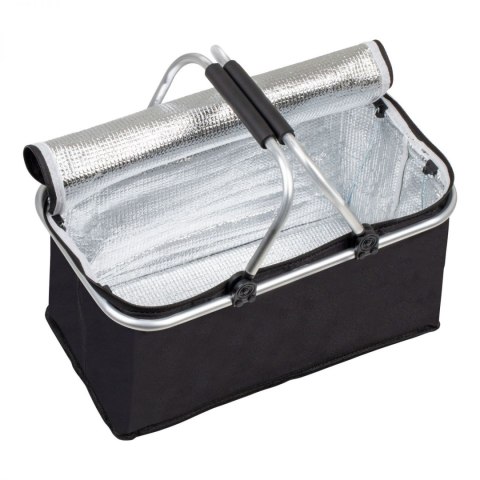 Termiczny Kosz Piknikowy Składany 25L Czarny - Na Zakupy 46x28x23+17 Cm