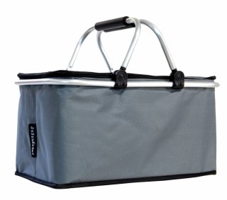 Termiczny Kosz Piknikowy Składany 25L Szary - Na Zakupy 46x28x23+17 Cm