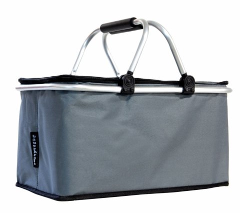 Termiczny Kosz Piknikowy Składany 25L Szary - Na Zakupy 46x28x23+17 Cm