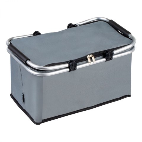 Termiczny Kosz Piknikowy Składany 25L Szary - Na Zakupy 46x28x23+17 Cm