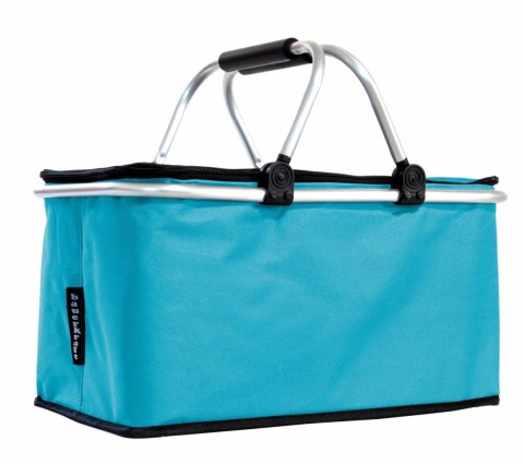 Termiczny Kosz Piknikowy Składany 25L Niebieski - Na Zakupy 46x28x23+17 Cm