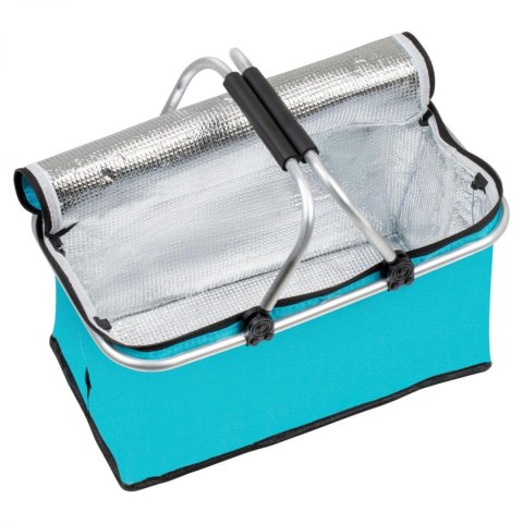 Termiczny Kosz Piknikowy Składany 25L Niebieski - Na Zakupy 46x28x23+17 Cm