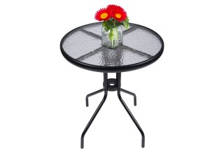 Stolik Kawowy Szklany 60cm Czarny Balkon Taras Ogród Okrągły