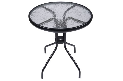 Stolik Kawowy Szklany 60cm Czarny Balkon Taras Ogród Okrągły