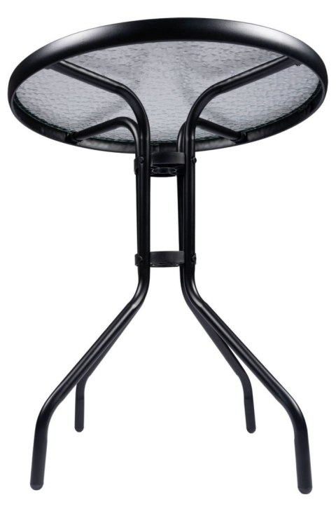 Stolik Kawowy Szklany 60cm Czarny Balkon Taras Ogród Okrągły