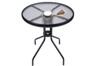 Stolik Kawowy Szklany 60cm Czarny Balkon Taras Ogród Okrągły