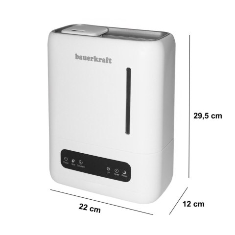 Nawilżacz Powietrza Ultradźwiękowy Bauerkraft 4,3L Filtr UV Aromaterapia