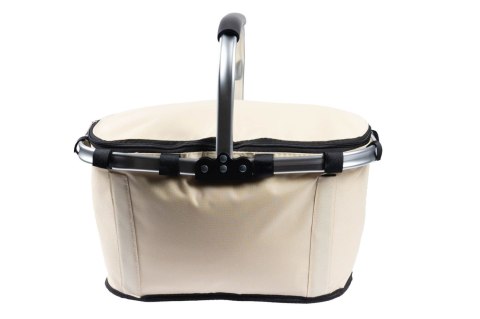 Koszyk Termiczny Na Zakupy I Piknik 25L Beżowy – Składany 45x27x22+18 Cm