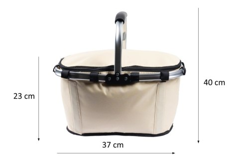 Koszyk Termiczny Na Zakupy I Piknik 25L Beżowy – Składany 45x27x22+18 Cm
